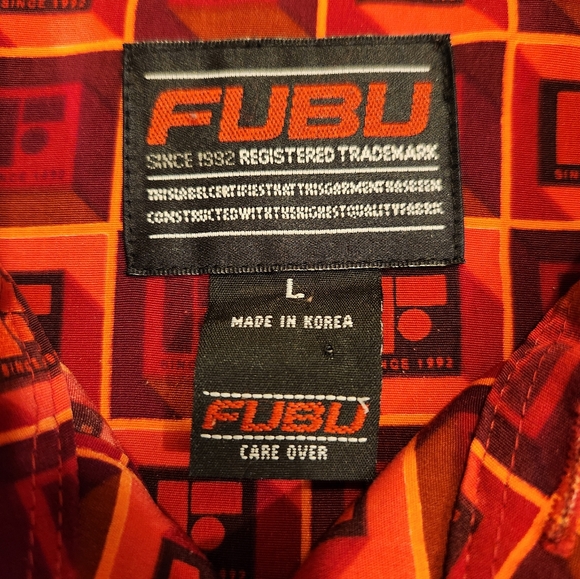 Vintage Fubu All Over Print Button Up Shirt Mens Size Large VTG 90s - Picture 5 of 9
